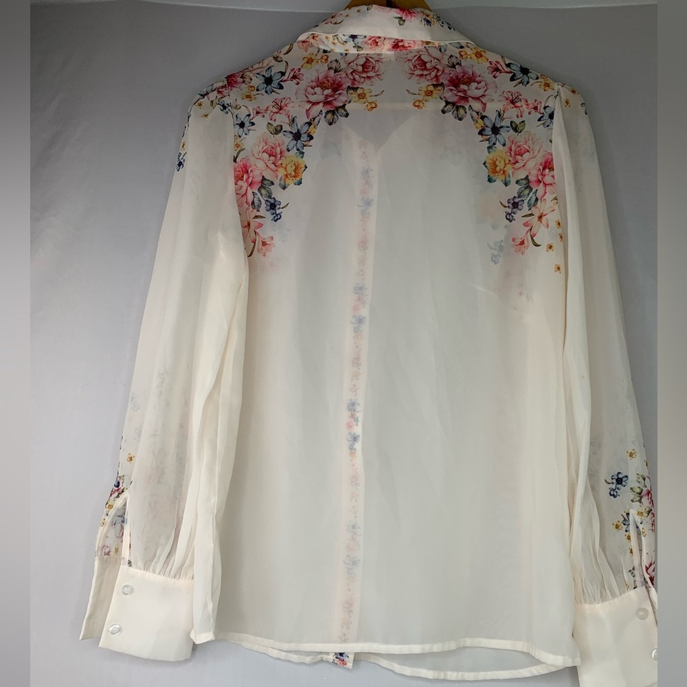 Pre- Owned Floral Sheer Blouse - Cream - Picture 8 of 8